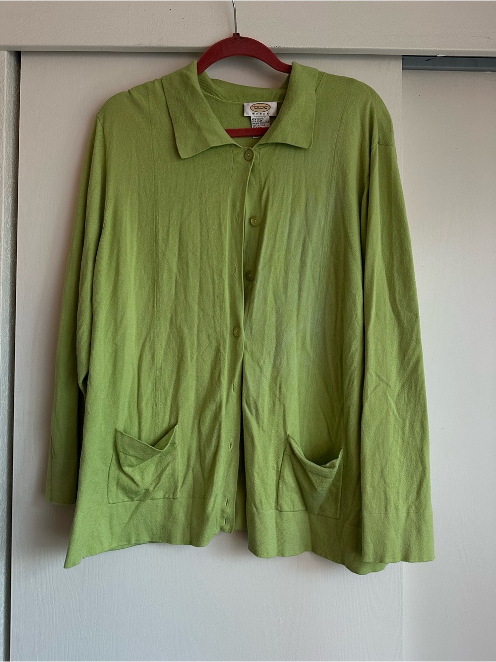 Talbots Light Green Button-Front Cardigan
